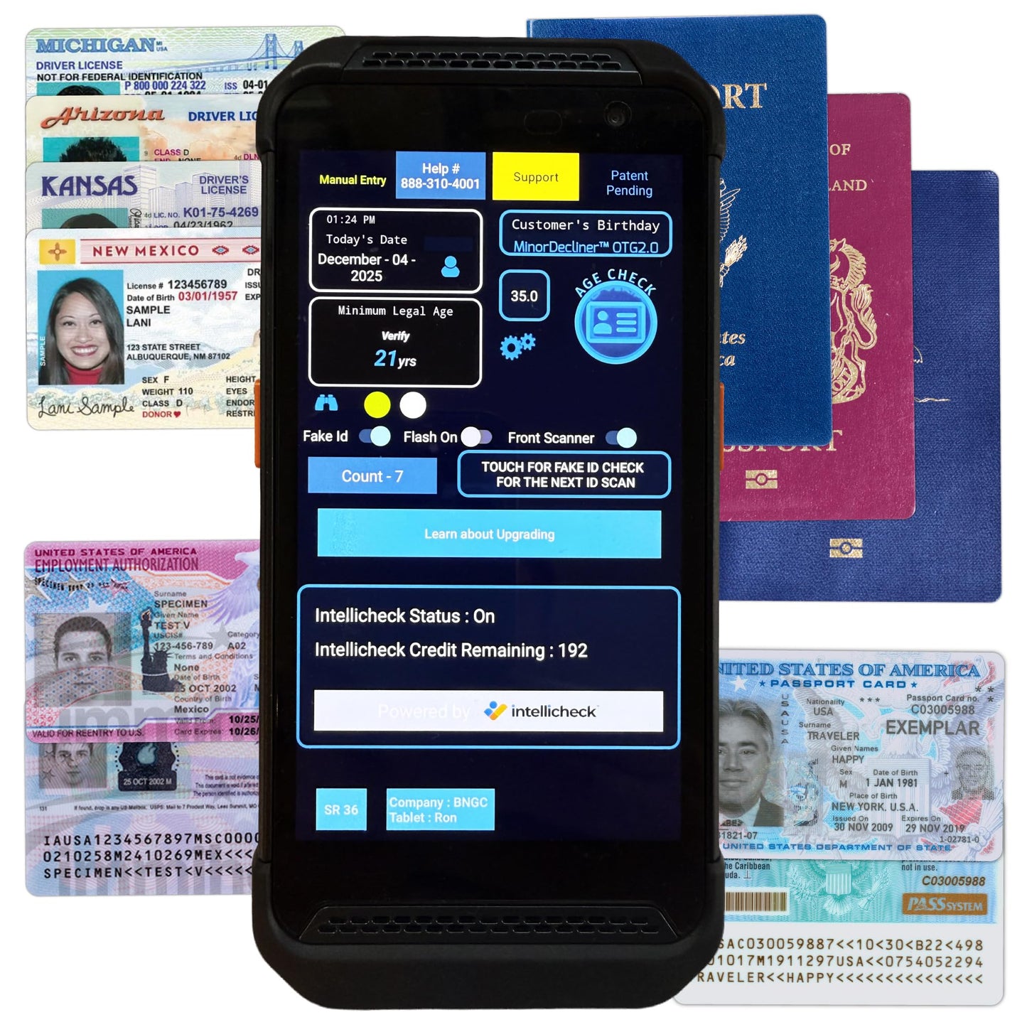 Portable ID & Passport Scanner for Bars, Clubs & Retail | Verifies Age & Expired IDs | Optional Fake ID Detection (Intellicheck) | Works in All 50 States | 2026 Model