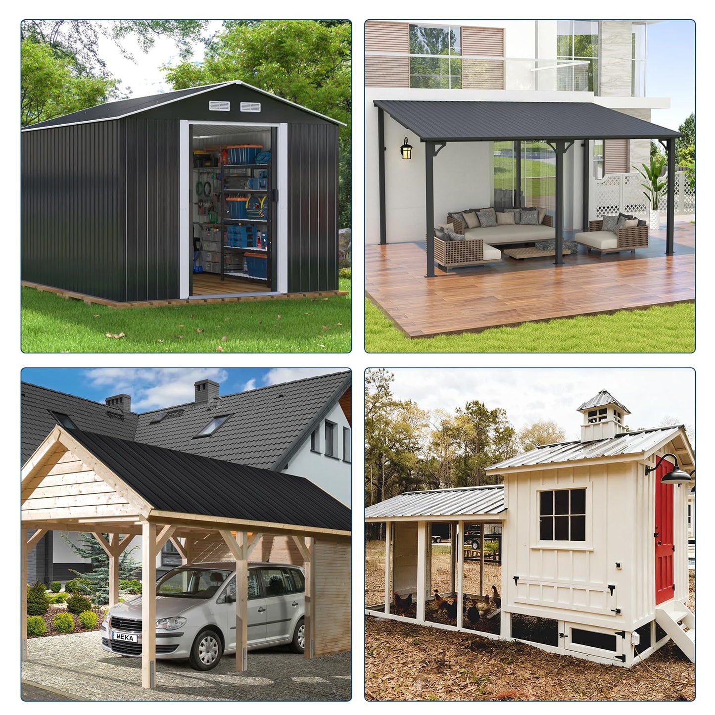 20 pcs Metal Roofing Panels, 3.5ft Galvanized Steel Corrugated Roof Sheets Gazebo Top Cover Garages, Sheds, Stables Replacement for Patio Outdoor Garden