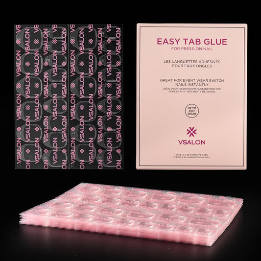 VSALON 10 Sheets Jelly Nail Tabs – 15 Sizes, 300 Adhesive Pads for Press On Nails | Reusable, No Residue, Easy to Apply & Remove