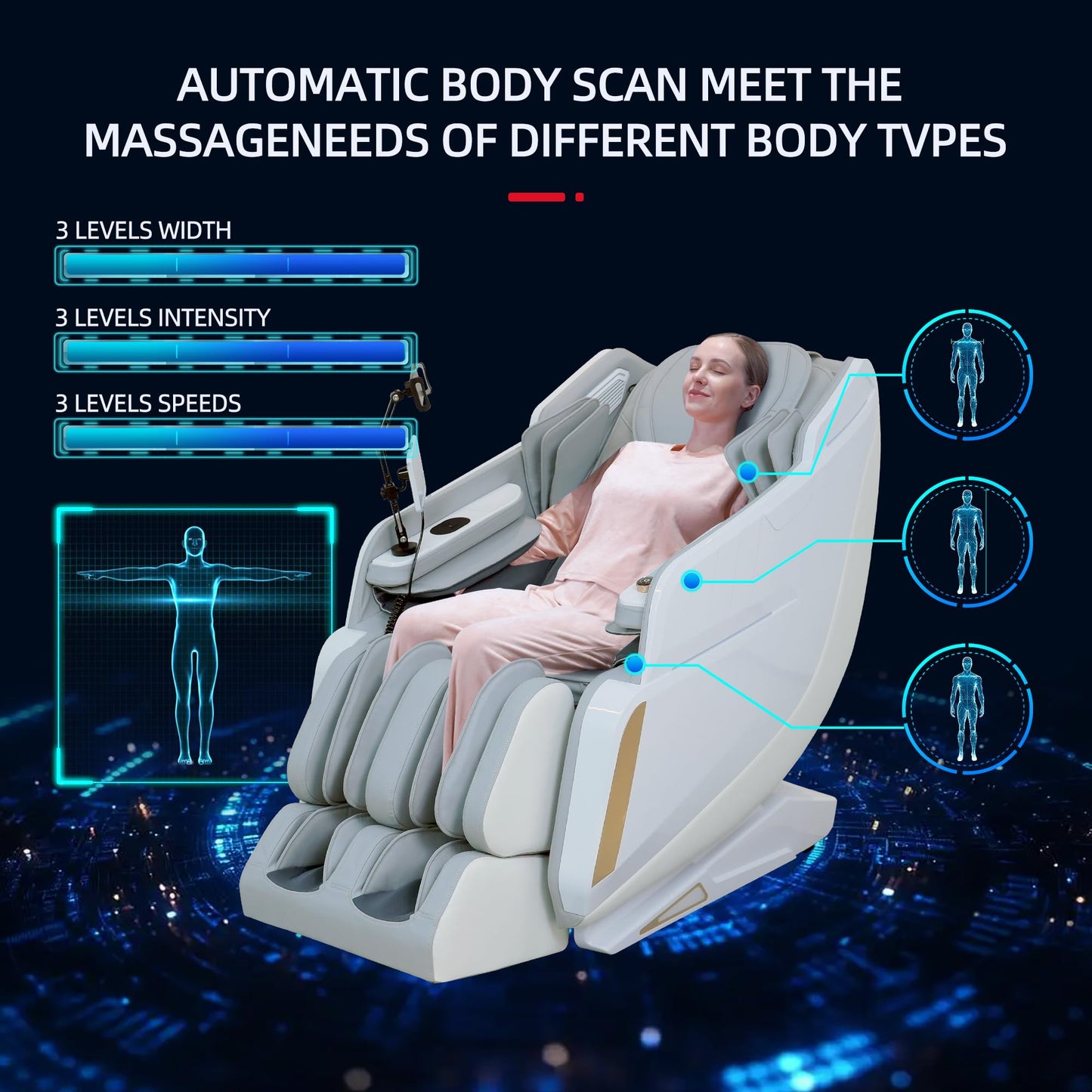 4D Massage Chair Full Body Zero Gravity SL-Track Real Relax Massage Chair Recliner-Shiatsu,Heat,Calf-Extension,20-Massage Technique,Thai Yoga Stretch,Foot Roller,AI Voice,Touch Screen,Wireless Charge