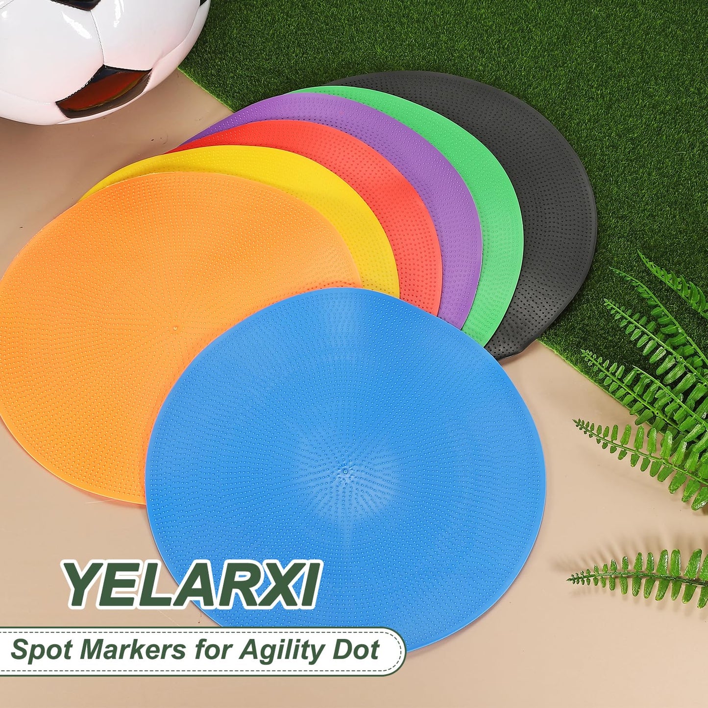 YELARXI Spot Markers for Agility Dot, Non-Slip Poly Spots Floor Dots Flat Field Soccer Training Equipment 9 in & 8 Pcs & Red -Fitting for (Gym/Sports/Training/PE Games/Dance)