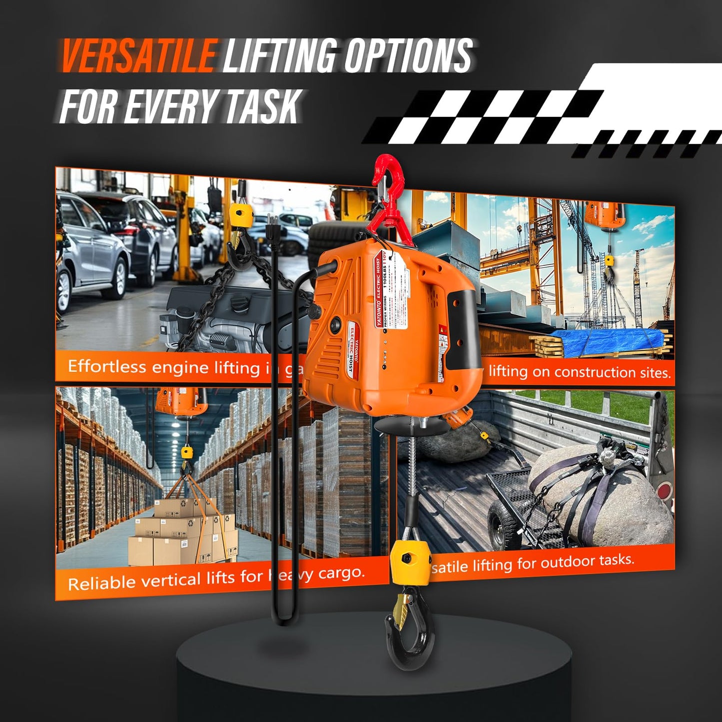 YATOINTO 2 in 1 Electric Hoist Winch, 1100lbs Portable Electric Power Winch w/Wire Remote Control, 110V Electric Hoist Crane, Overload Protection 25ft Lifting Height for Towing