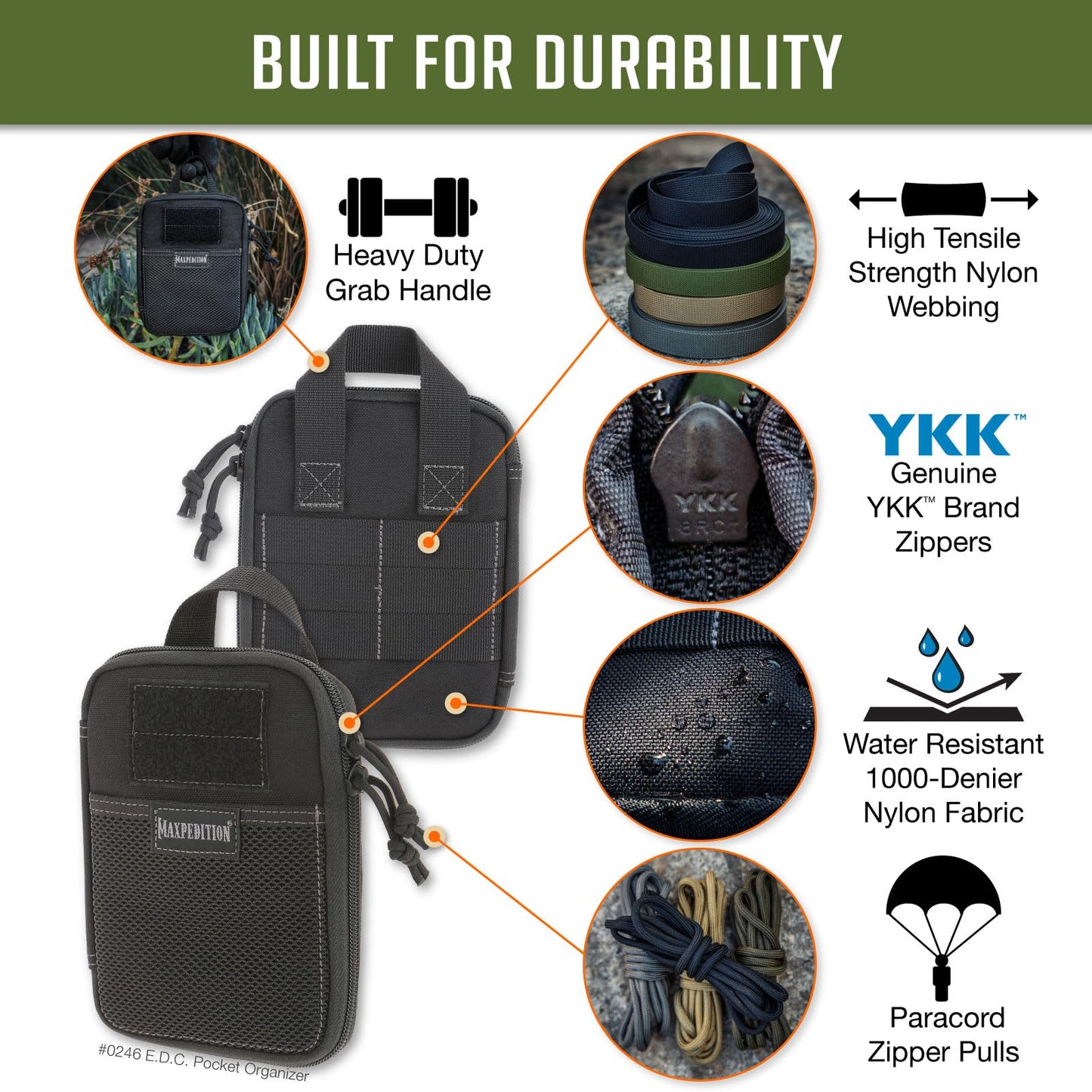 Maxpedition E.D.C. Pocket Organizer,Nylon (Black) 6"x1"x8"