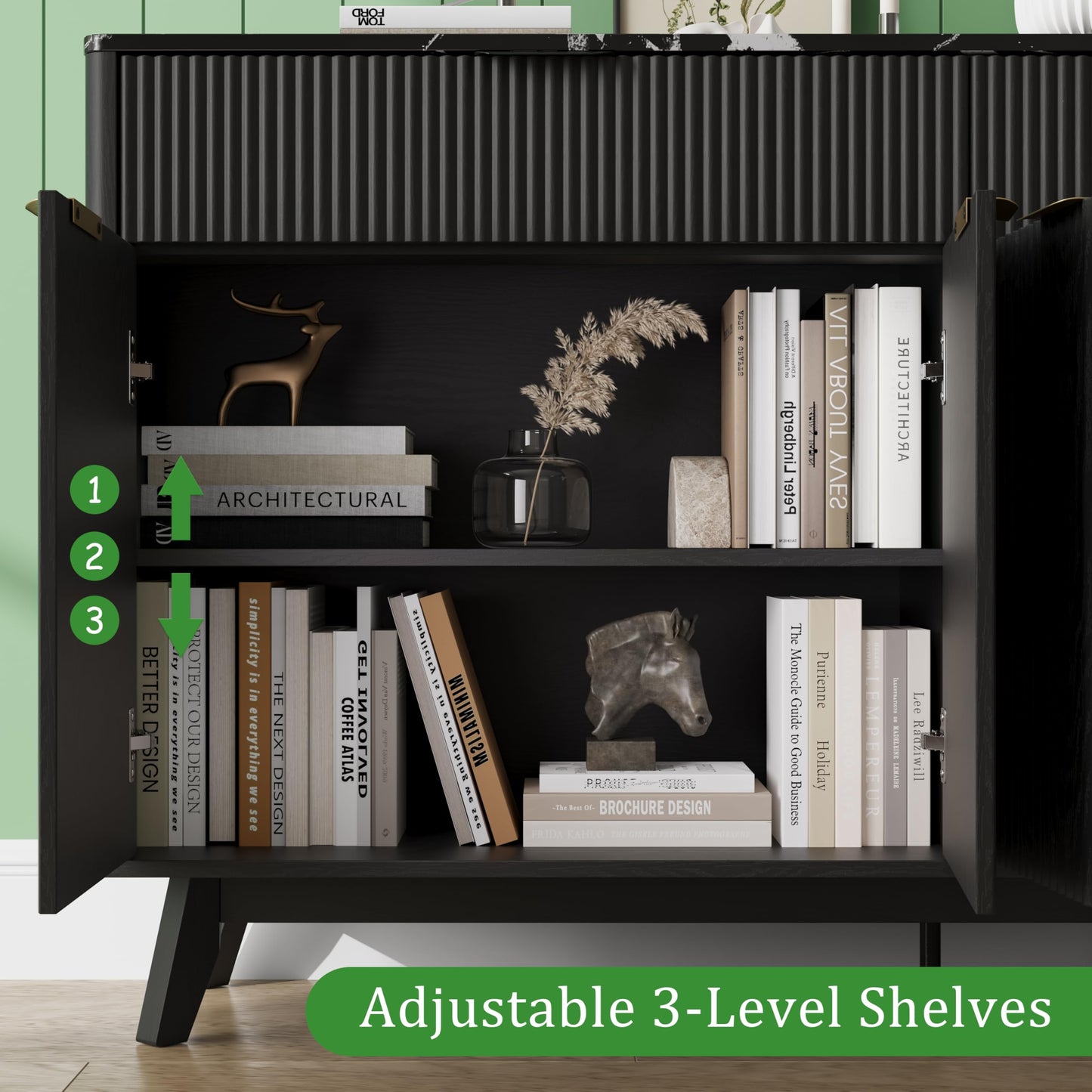 GarveeLife 60'' Sideboard Buffet Storage Cabinet with 2 Drawers 4 Doors & Adjustable Shelves