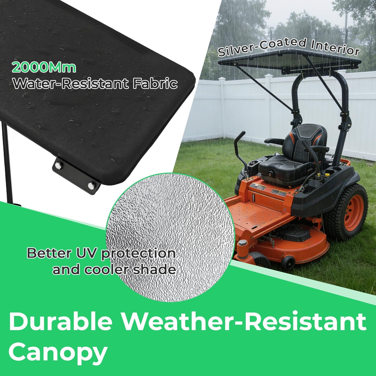 JL JiveLum Universal Tractor Canopy Compatible with ROPS – UV Resistant Sunshade Fit for Compact Tractors, Riding Mowers, Zero Turn Mowers & Lawn Tractors, Easy Install