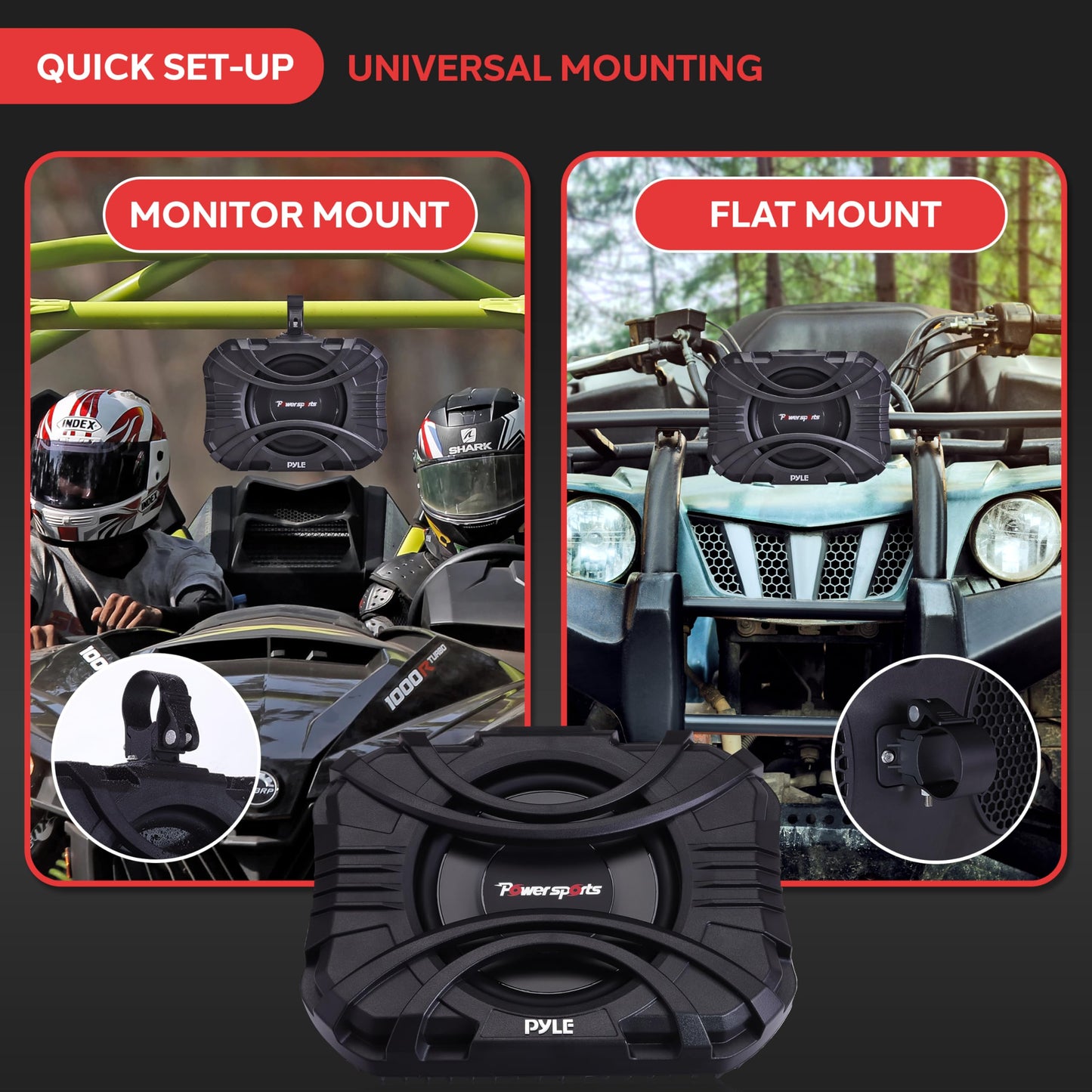 Pyle 10 Inch Subwoofer System - 400 Watts Passive Subwoofer for Marine & Powersports, Quick-Mount, Water Resistant Vehicle System, Weatherproof Housing, Designed for UTVs & Boats
