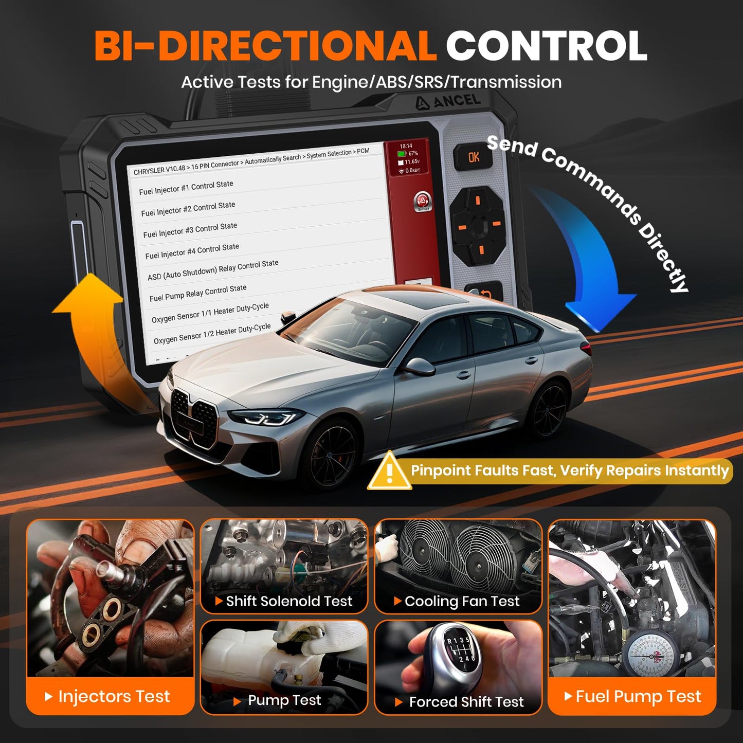 ANCEL FX6000 Bidirectional OBD2 Scanner - ABS, SRS, Transmission & Engine, Car Scanner Diagnostic Tool with Oil/EPB/BMS/SAS Reset, ABS Bleeding, Auto Scan, CAN FD & FCA, Free Update, Report Sharing ﻿