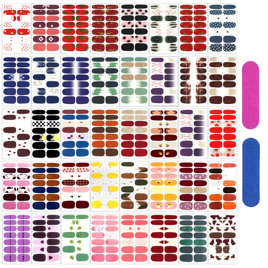 XEAOHESY 560 Pieces 40 Sheets Vibrant Color Full Nail Wraps Nail Polish Stickers Self-Adhesive Nail Art Decals Nail Polish Strips with Nail File for Women Girls DIY Nail Art Decoration