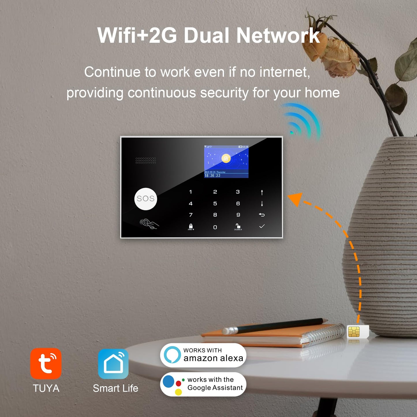 Home Security System, Wireless WiFi Tuya Smart Home Alarm System, No Monthly Fee, for Kids and Pet Safety, Compatible with Alexa and Google, for Apartment House Office, Villa(11 Pieces)