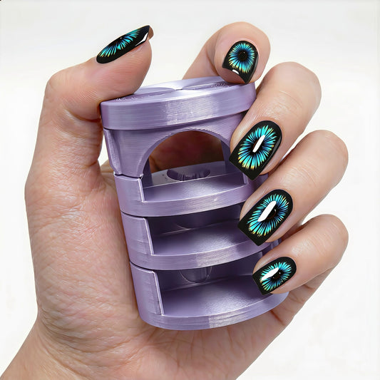 Magnetic Nail Art Tool for Cat Eye Gel Polish, 3D Glass Bead Effect Magnet with Ergonomic Finger Rest, Strong Neodymium Magnet for DIY Salon Manicure, Fits All Nail (Purple)