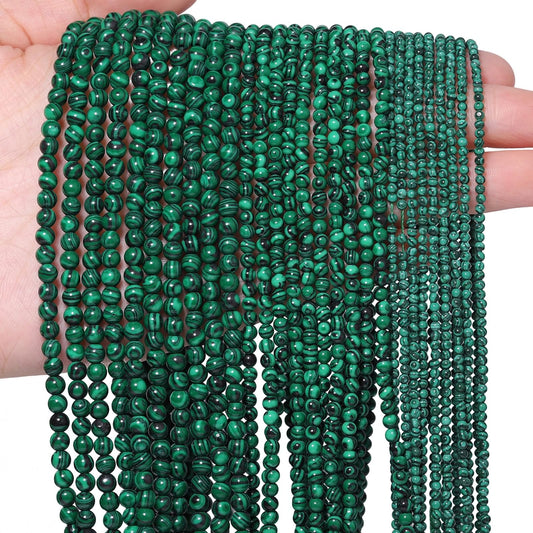 Songxi 90pcs 4mm Green Peacock Natural Round Stone Beads for Jewelry Making, Smooth Loose Small Gemstone Beads for Bracelets Necklace, Chakra Stones with Energy Power
