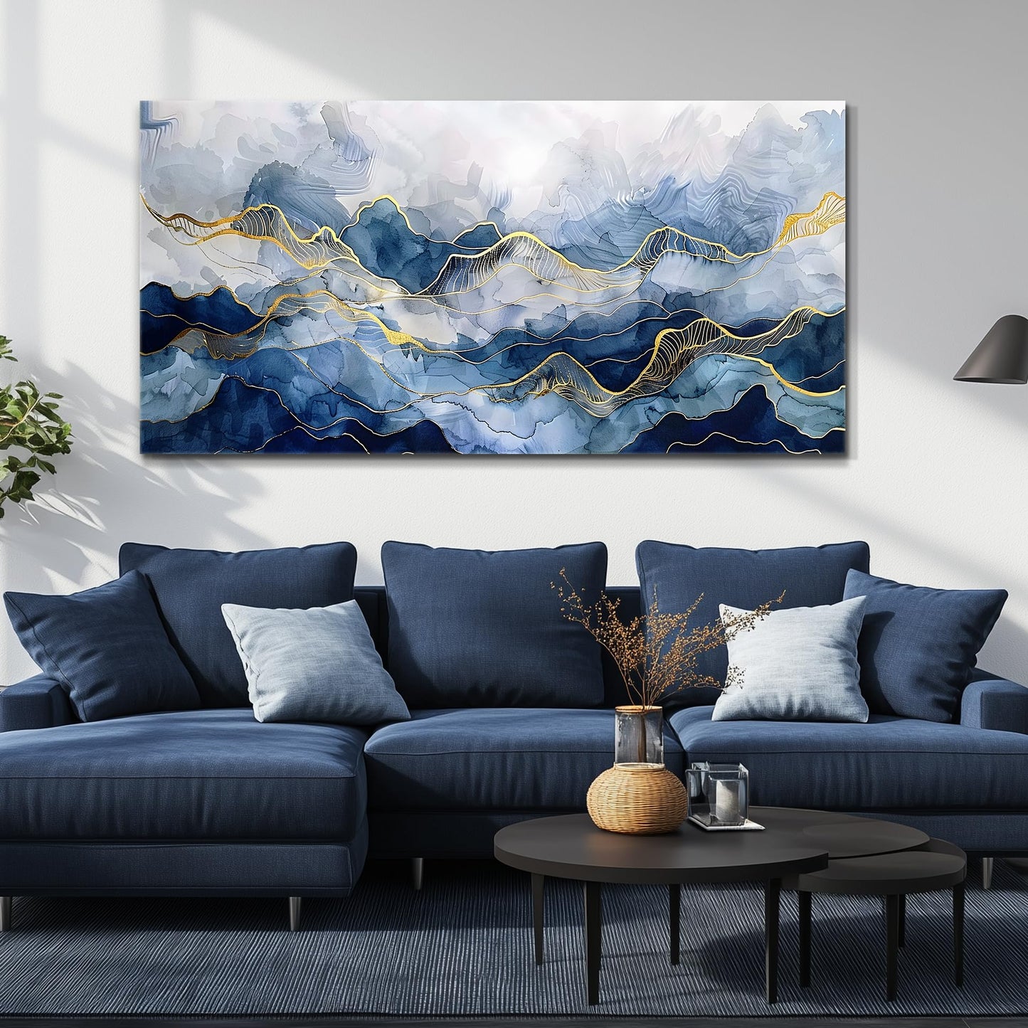 FUHAIHUA Abstract Ink Paintings Canvas Decor For Bedroom Wall Art For Living Room Office Decorations Minimalism Pictures Canvas Prints Artwork Ready to Hang Modern Home Decor 20"X40"