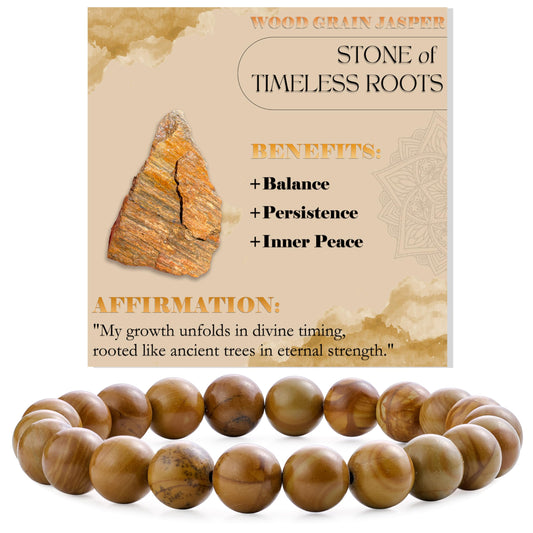 Wood Grain Jasper-Steady Growth-8mm Beaded Bracelets for Women Handmade Semi Precious Natural Stone Stretch Elastic Jewelry Yoga Protection Gifts