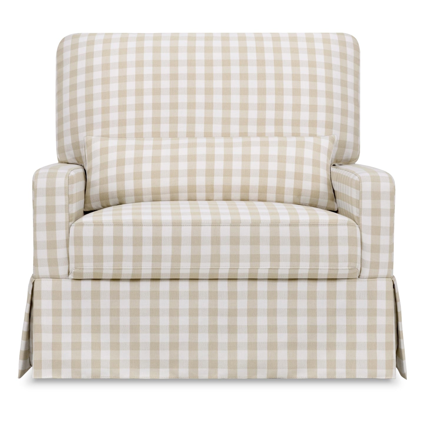 Namesake Crawford Pillowback Chair and a Half Comfort Swivel Glider in Tan Gingham, Greenguard Gold & CertiPUR-US Certified