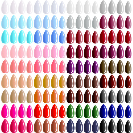 Maitys Almond Press on Nails 36 Colors 864 Pcs Press on Nails, Glossy Full Cover Fake Nails Colorful Artificial Nails for Women Girls Nail Salon Decorations