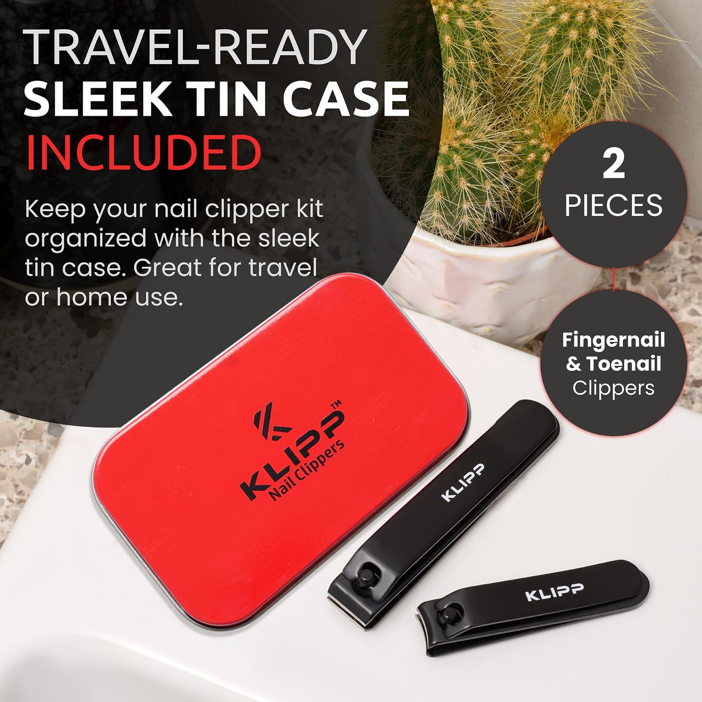Nail Clipper Set for Men & Women – Stainless Steel Fingernail Clipper & Toe Nail Clippers with Curved & Straight Blades Toe Professional Nail Cutter Kit with Tin Case for Gift & Travel