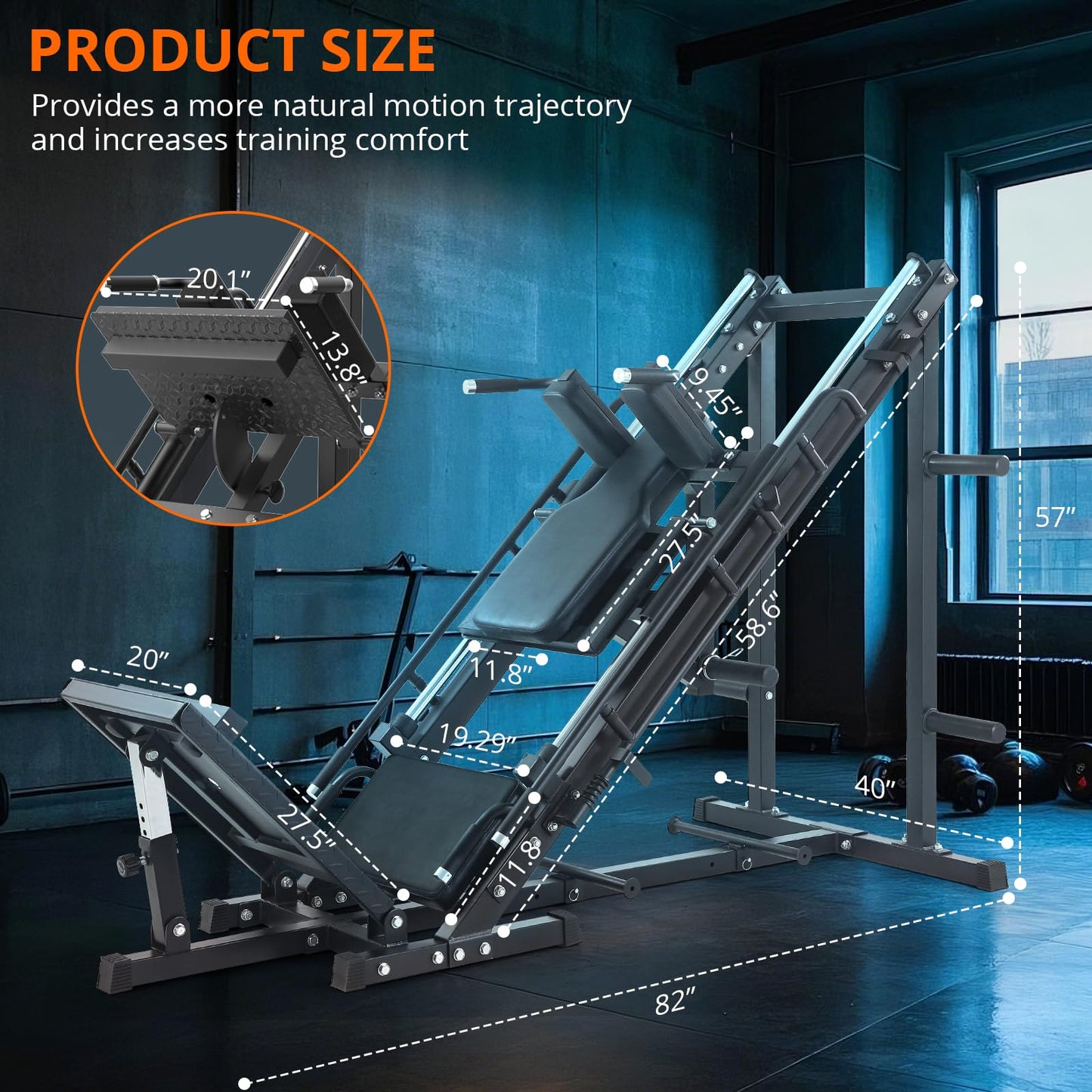 Leg Press Hack Squat Machine, Adjustable Leg Press Machine for Home Gym with Linear Bearing, Specialty Hack Squat Machine for Full Lower Body Workout with Weight Storage Posts