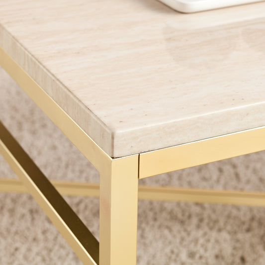 SEI Furniture - Orinda Faux Stone Cocktail Table - Travertine - Transitional Design, Finish - Ideal for Living Room, Family Room (CK3940)