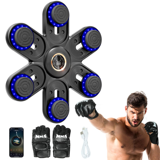 Sportneer Music Boxing Machine for Kids and Adults, Bluetooth Smart Music Punching Machine with Gloves and Movable Punching Pads, Wall Mounted Boxing Training Equipment for Home Gym Office Gift