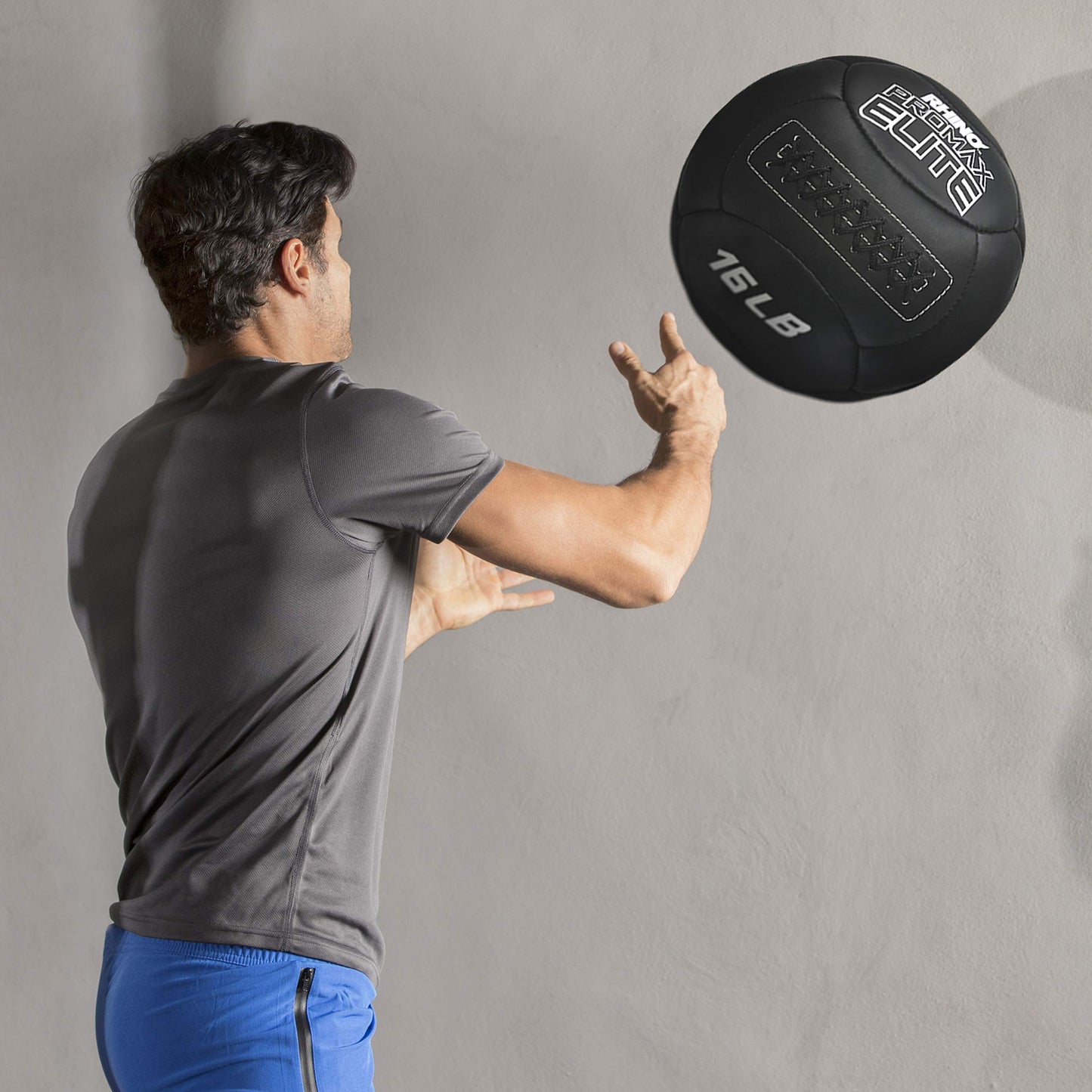 Champion Sports PRX16 Rhino Promax Elite Slam Balls, 16 lb, Soft Shell with Non-Slip Grip, Medicine Wall Exercise Ball for Weightlifting, Plyometrics, Cross Training, & Home Gym Fitness