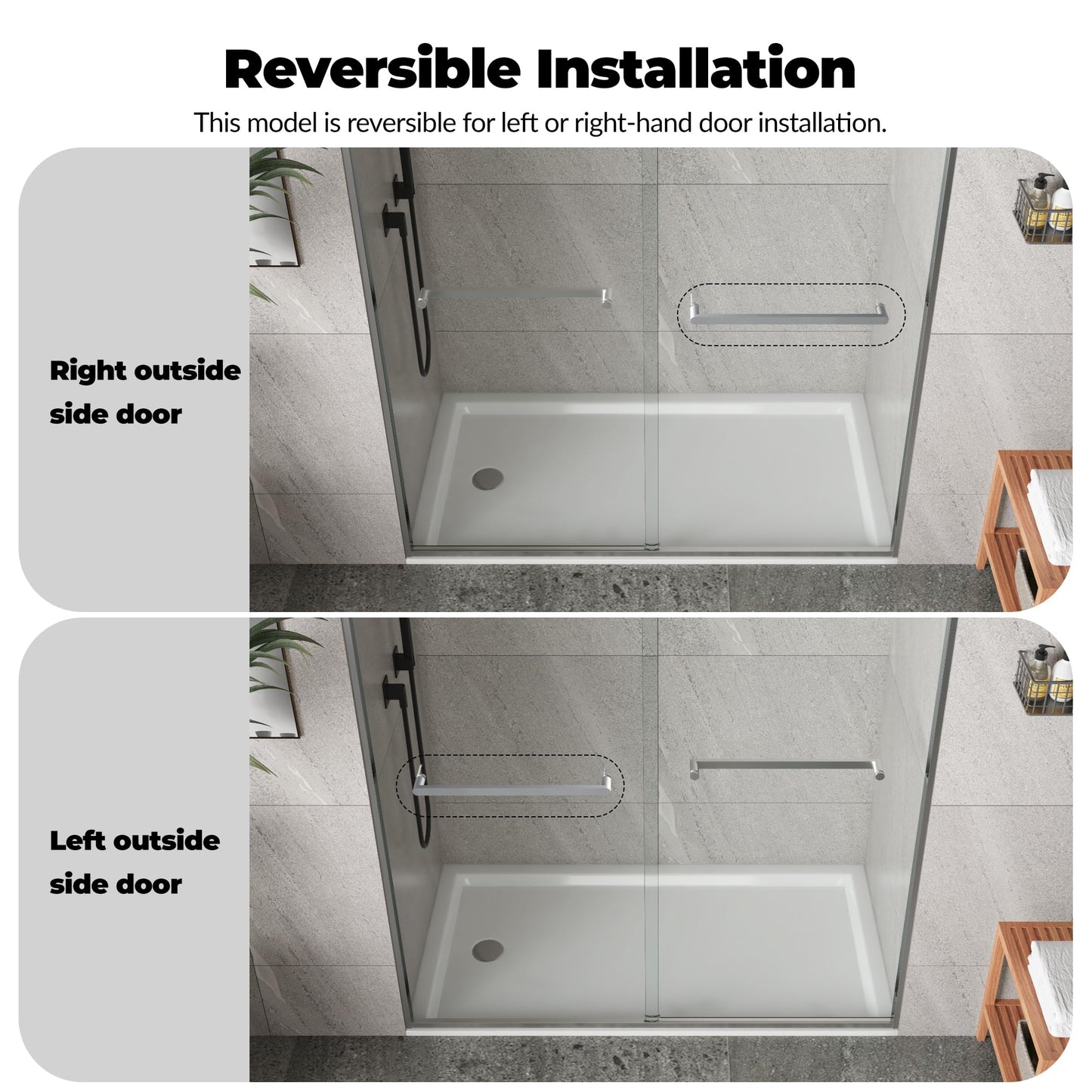 Sliding Shower Door, Aluminum Alloy Frame with 44-48" Adjustable Width x 72" Height, Features Double 6mm (1/4") Tempered Glass Panels, Brushed Nickel Square Track, Space-Saving Bypass Design