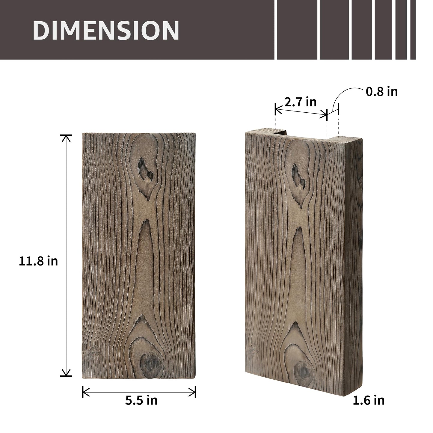 Wood Wall Planter Set of 2, Wood Wall Pocket for Greenery and Dried Flowers, Indoor Wood Hanging Vase, Modern Farmhouse Wall Decor for Living Room Bedroom Office Eucalyptus Stems Decorations (Grey)