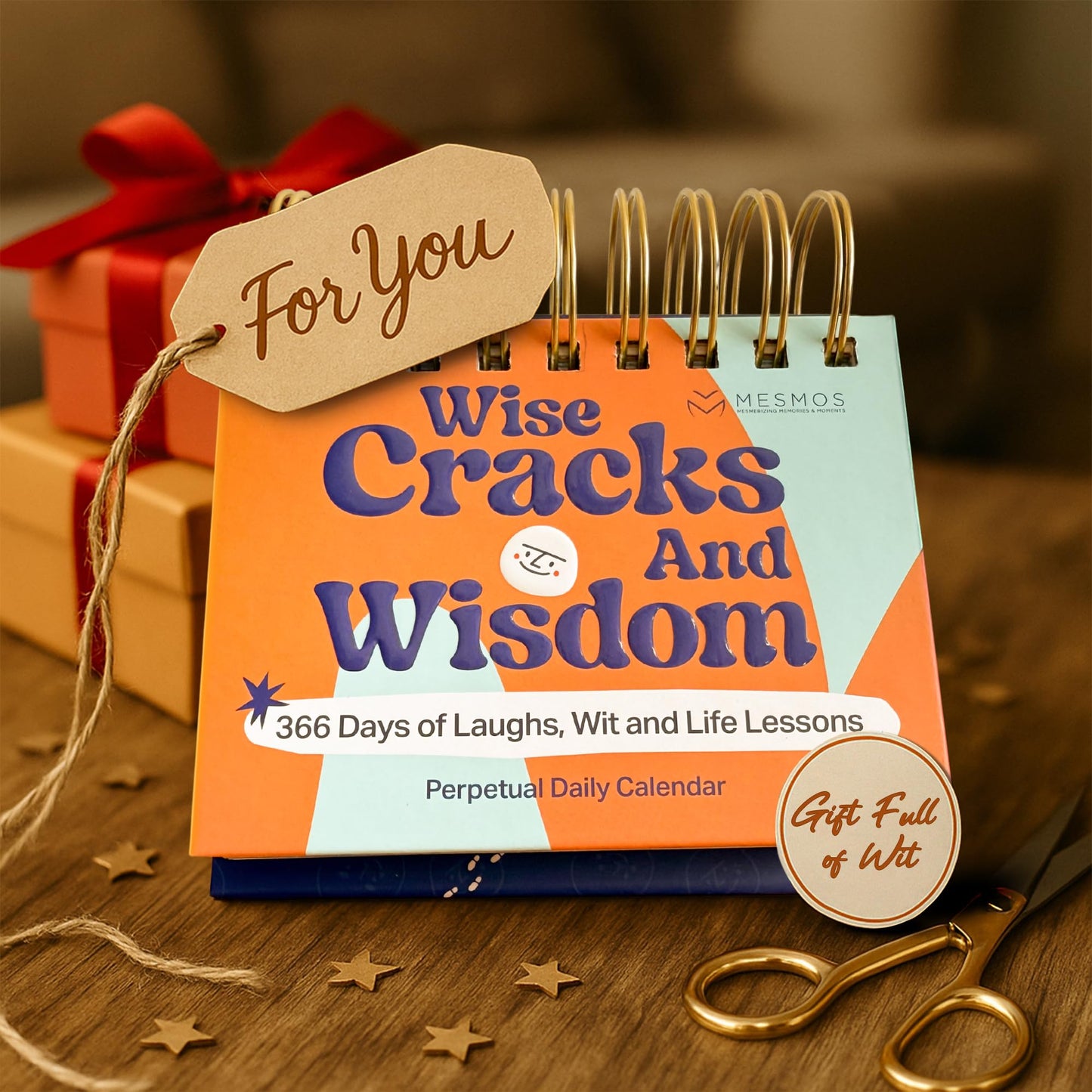 MESMOS Funny Wisdom Perpetual Calendar, Administrative Professional Day Gifts, 366 Days of Laughs & Life Lessons, Office Desk Accessories for Women-Men, White Elephant Motivational-Inspirational Gifts