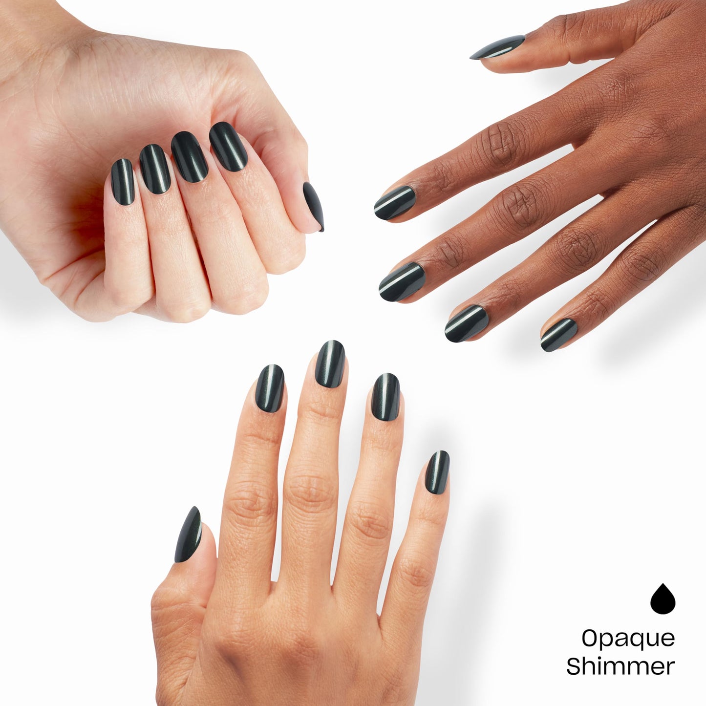 OPI On Point Peppermint Bark and Bite | Short Round Dark Green Silver Shimmer Press On Nails | 24 Count with Nail Glue | Long Lasting, Reusable, Non-damaging | Fall 2025 Shades