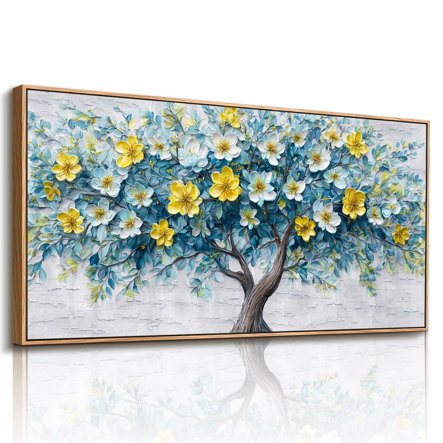 imjiayu Tree of Life Wall Art, Large Framed Wall Art, Floral Wall Decor, Nature Flower Tree Prints, Modern Abstract Art Picture, Nordic Paintings for Living Room Bedroom Kitchen Home Office 20"x40"