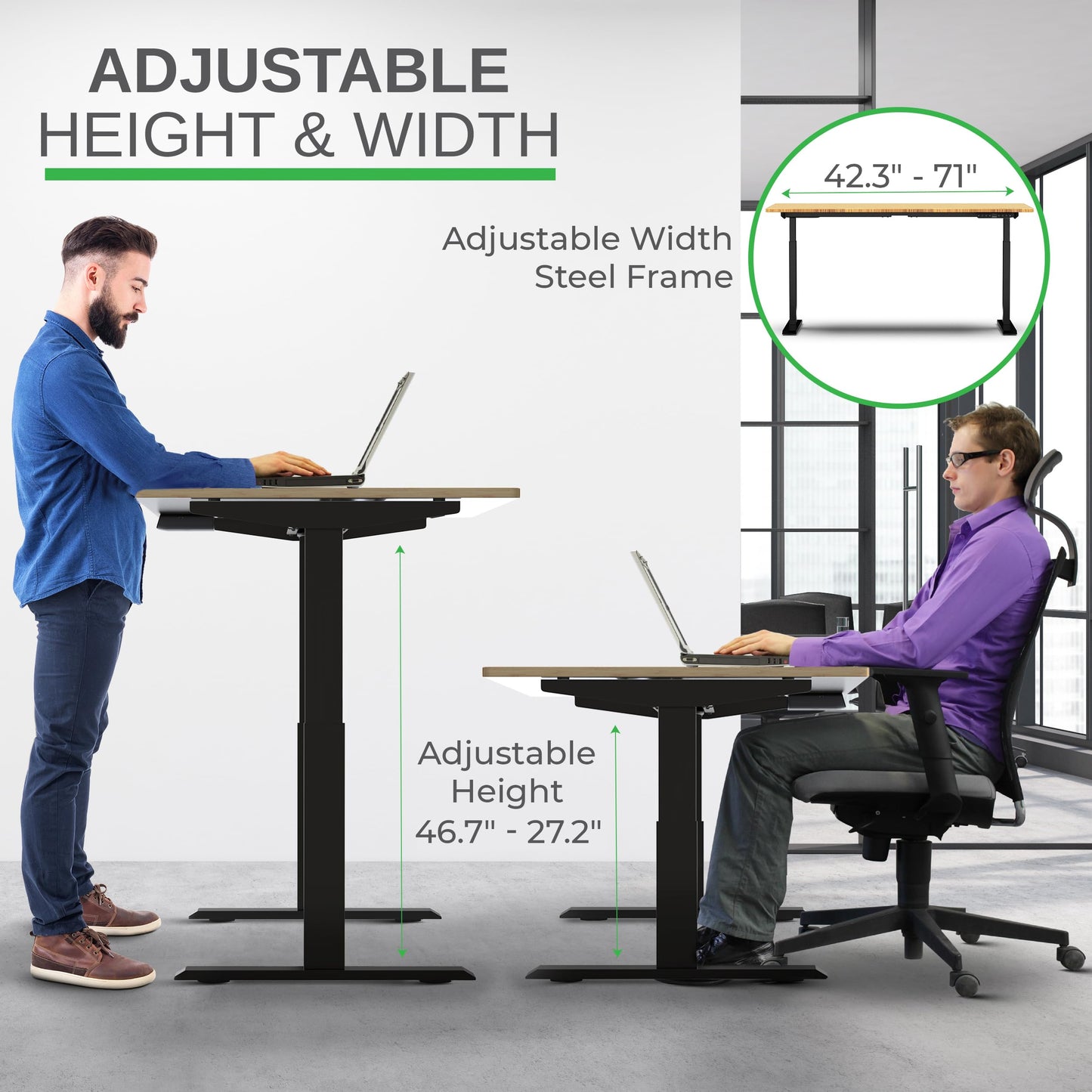 Uncaged Ergonomics Rise Up Standing Desk Legs, Adjustable Standing Desk Frame Dual Motor w/Memory, Electric Frame Base Height Desktop Table, Sit Stand Electric Table Legs