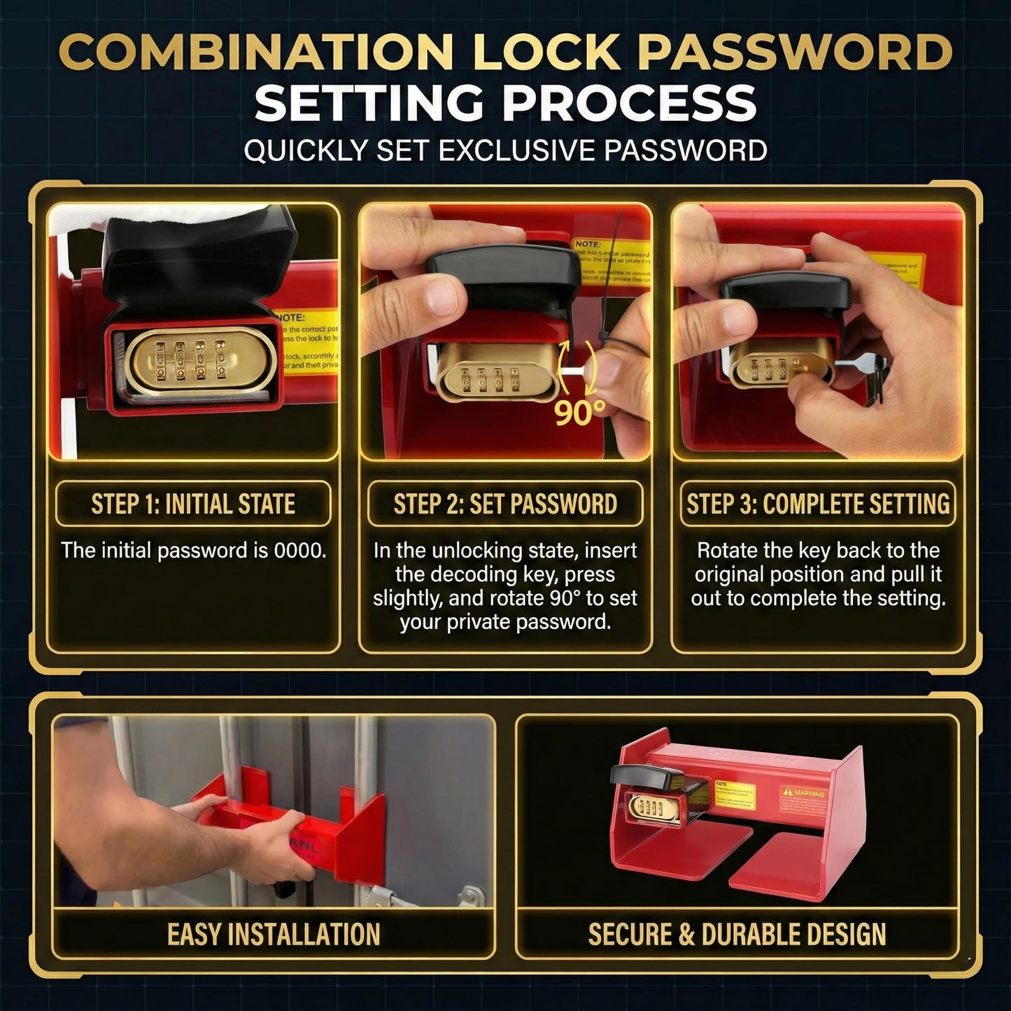 Antivanl Shipping Container Locks Heavy Duty with Combination Lock, Maximum Security Semi Trailer Door Lock, Shipping Container Combination Locks for Semi Trailer Door Security (9 3/8" to 16")