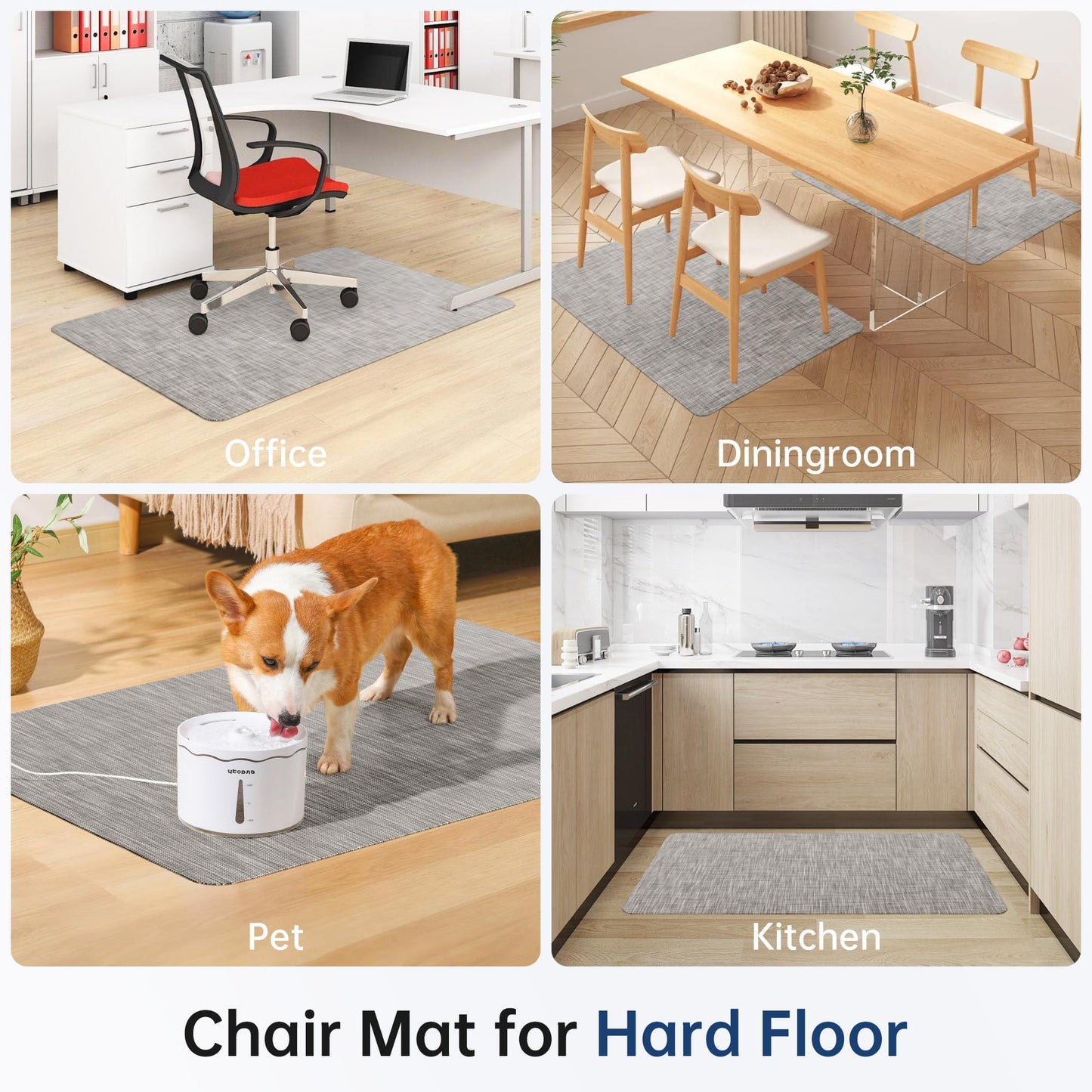 Cybstrax Office Chair Mat for Hardwood & Tile Floor, 46" x 60" Desk Chair Mat, Anti Slip, Non-Curve Computer Chair Mat for Rolling Chairs Floor Protector for Home Office