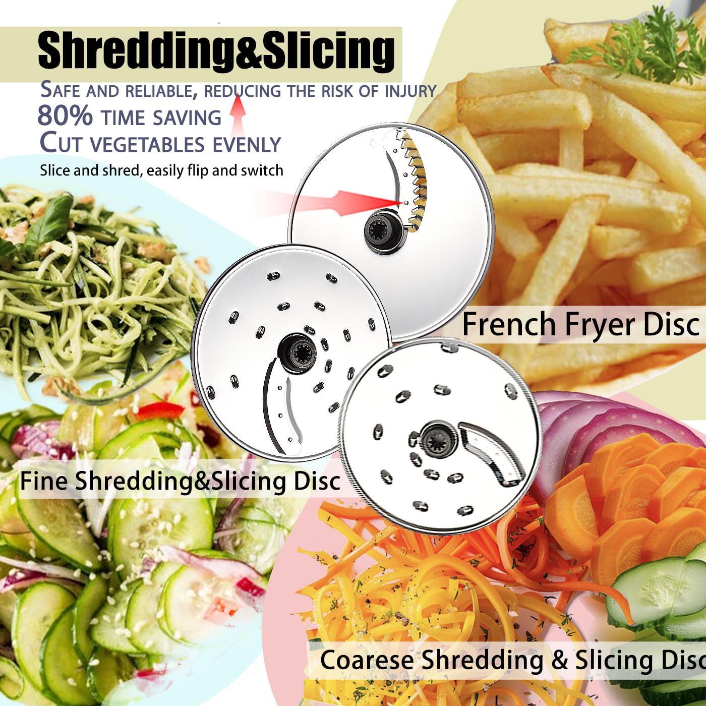 Maydarol 14 Cup Food Processor, French-Fry-Cutter, Blending, Mixing, Shredding, and Slicing, Meat and Vegetable Chopping, Doughing for Home Use, Mincing, and Pureeing,4 Speeds,600W