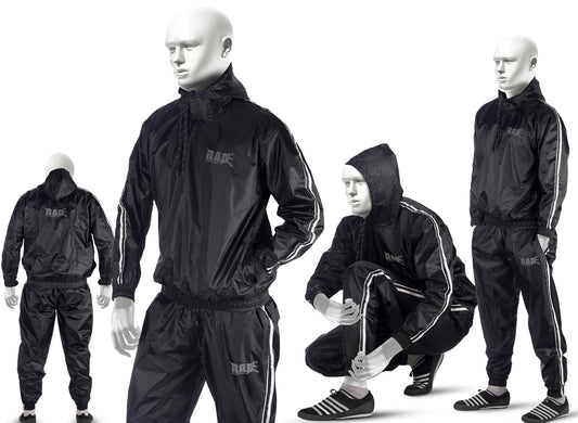 RAD Sauna Suit for men & women weight loss - Workout Sweat Suits with Hood - Fat Burning Suit - Boost Fat Burn (White, XXL)