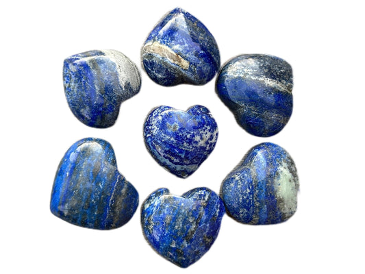 Lapis Lazuli Gemstone Hearts, Polished Lapis Lazuli Puffy Hearts, Lapis Lazuli Crystal Palm Stone, Lapis Lazuli Healing Crystal Hearts (1 Heart)