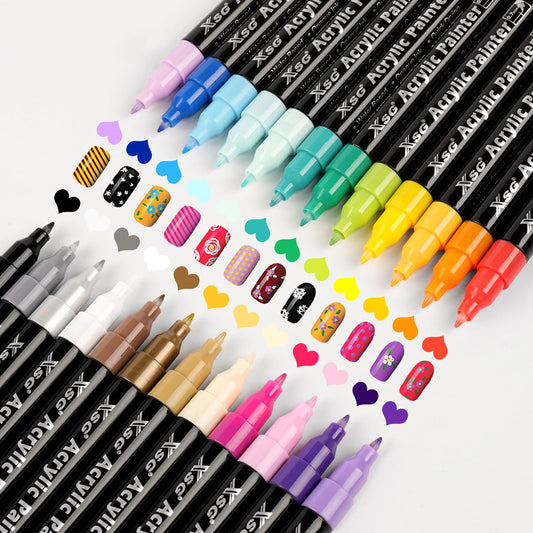 XSG 24 Colors Nail Art Pens Set，Nail Polish Pens for 3D Nail Art，Quick Dry Waterproof Nail Art Markers for Drawing, Dotting, Liner,DIY Manicure Kit for Home Salon, Christmas Gifts & Nail Designs