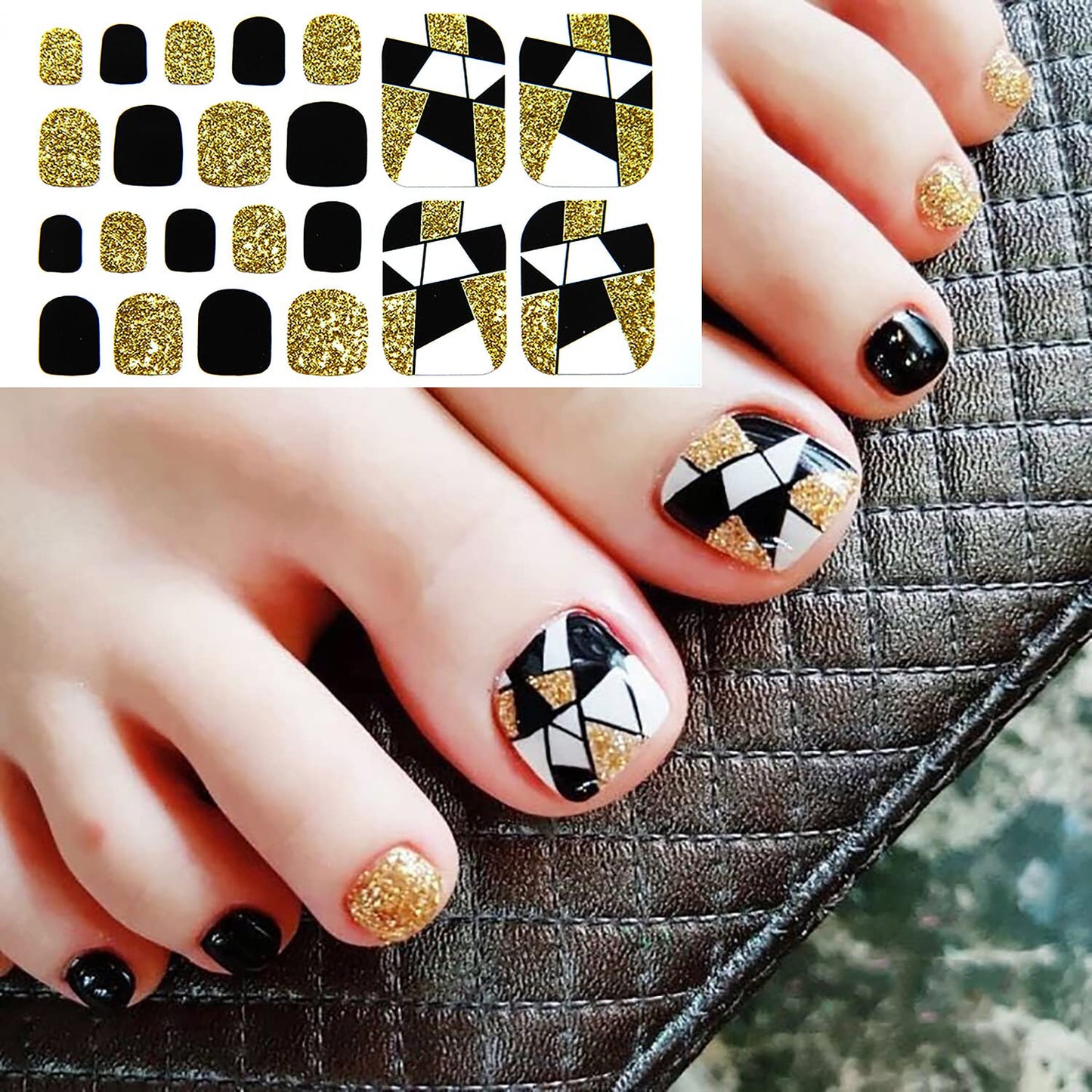 YECIRALA 20 Sheets 440 Pcs Fashion Designs Toe Nail Stickers Full Nail Wraps for Women Toenails Gel Nail Polish Stickers for Toes Nails Strips Stick On Nails Polish Strips Decals