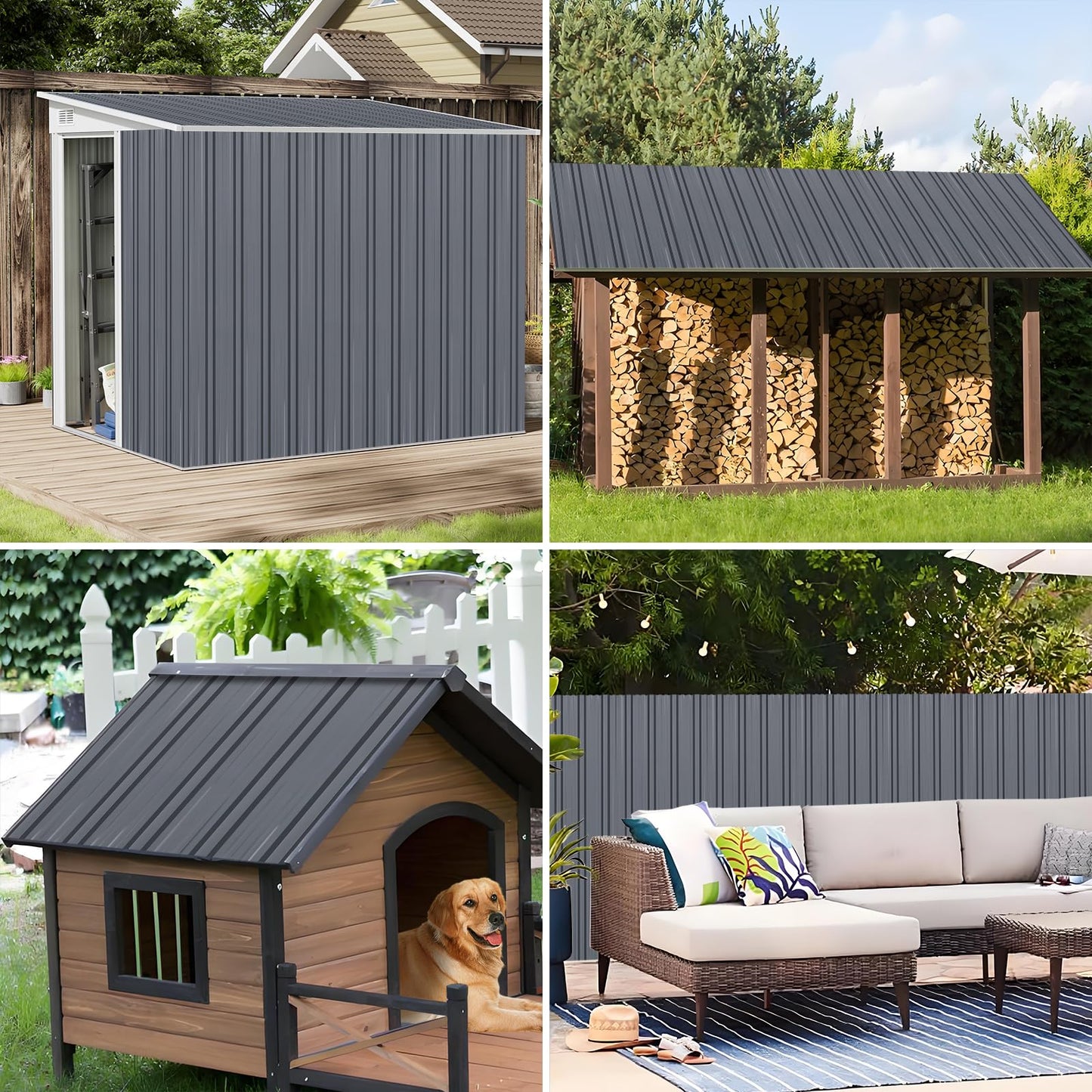 Metal Roofing Panels - 20 Pcs Corrugated Pergola Roofing Panels Heavy Duty Waterproof Tin Roof Materials for Shed Gazebo Garages Patio Siding 42.52x17.7in, Grey