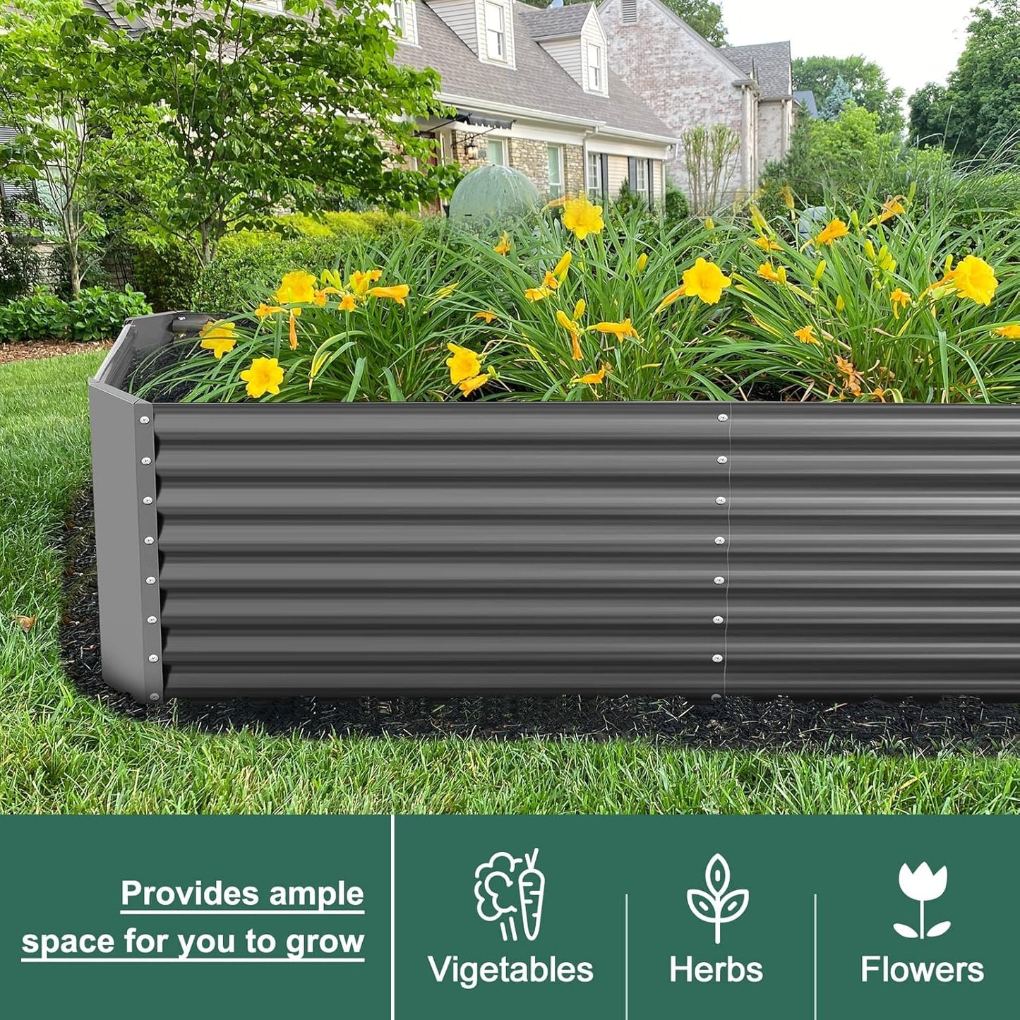 Land Guard 2 Pack 6×3×2 ft Galvanized Metal Raised Garden Bed, 2FT Deep Root Elevated Planter Box Steel Large Vegetable Flower Bed Kit, Gray