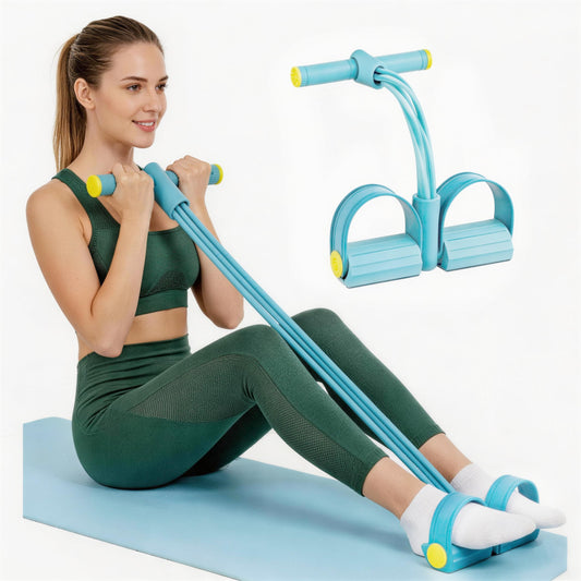 Pedal Resistance Bands with Handles, 6-Tube Upgrade Portable Pedal Resistance Band, Natural Rubber Resistance Bands for Abdomen Waist Arm Leg Full Body Workout (Blue)