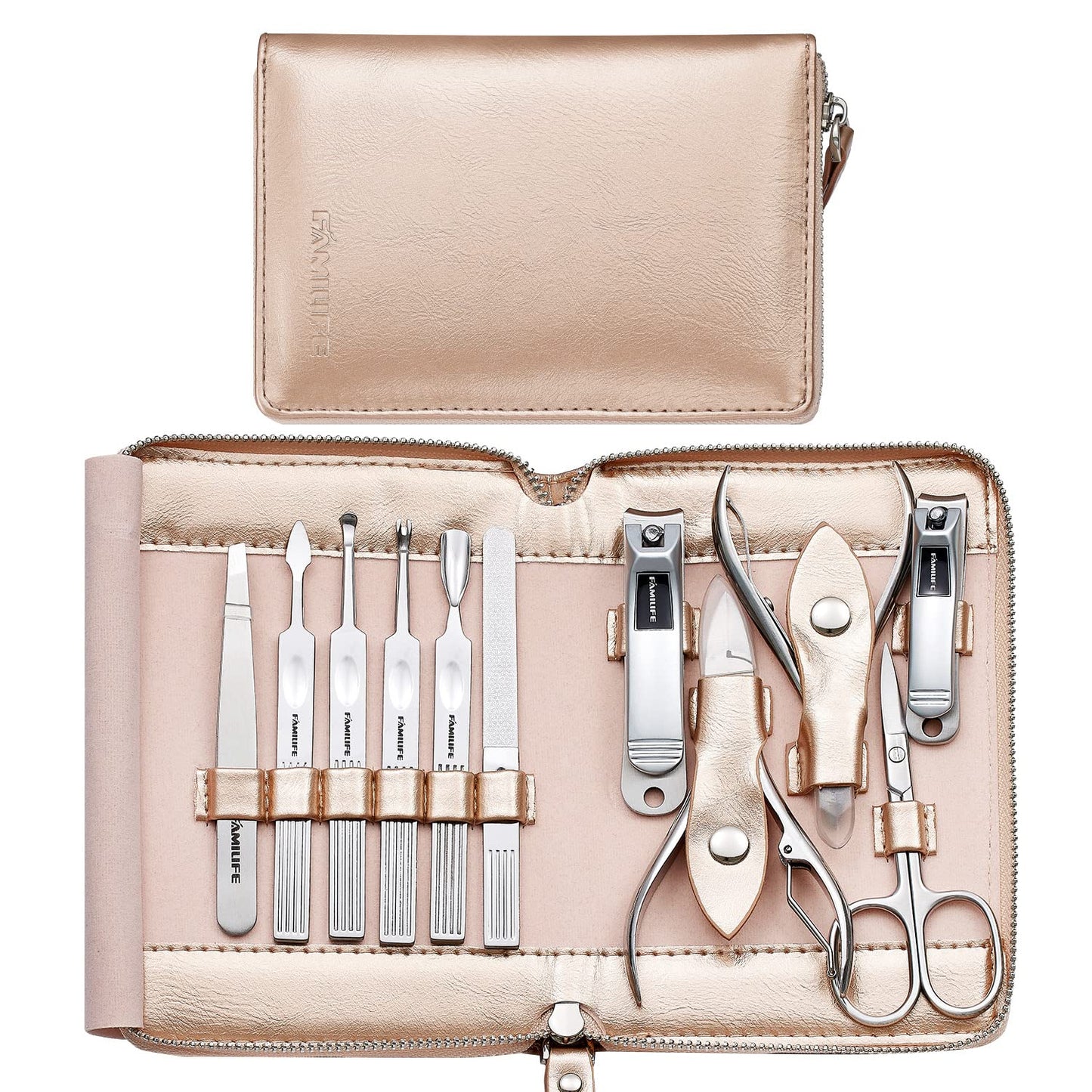 FAMILIFE Manicure Set Professional Manicure Kit 11 in 1 Gift Set for Women and Men Nail Kit 13pcs Pedicure Kit Nail Clipper Set Professional Manicure Kit Grooming Kit Stainless Steel Portabl