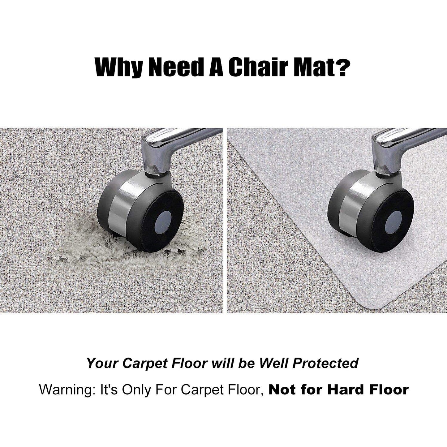 Kuyal Office Chair Mat for Carpets,Transparent Thick and Sturdy Highly Premium Quality Floor Mats for Low and No Pile Carpeted Floors, with Studs (44" X 58" Rectangle)
