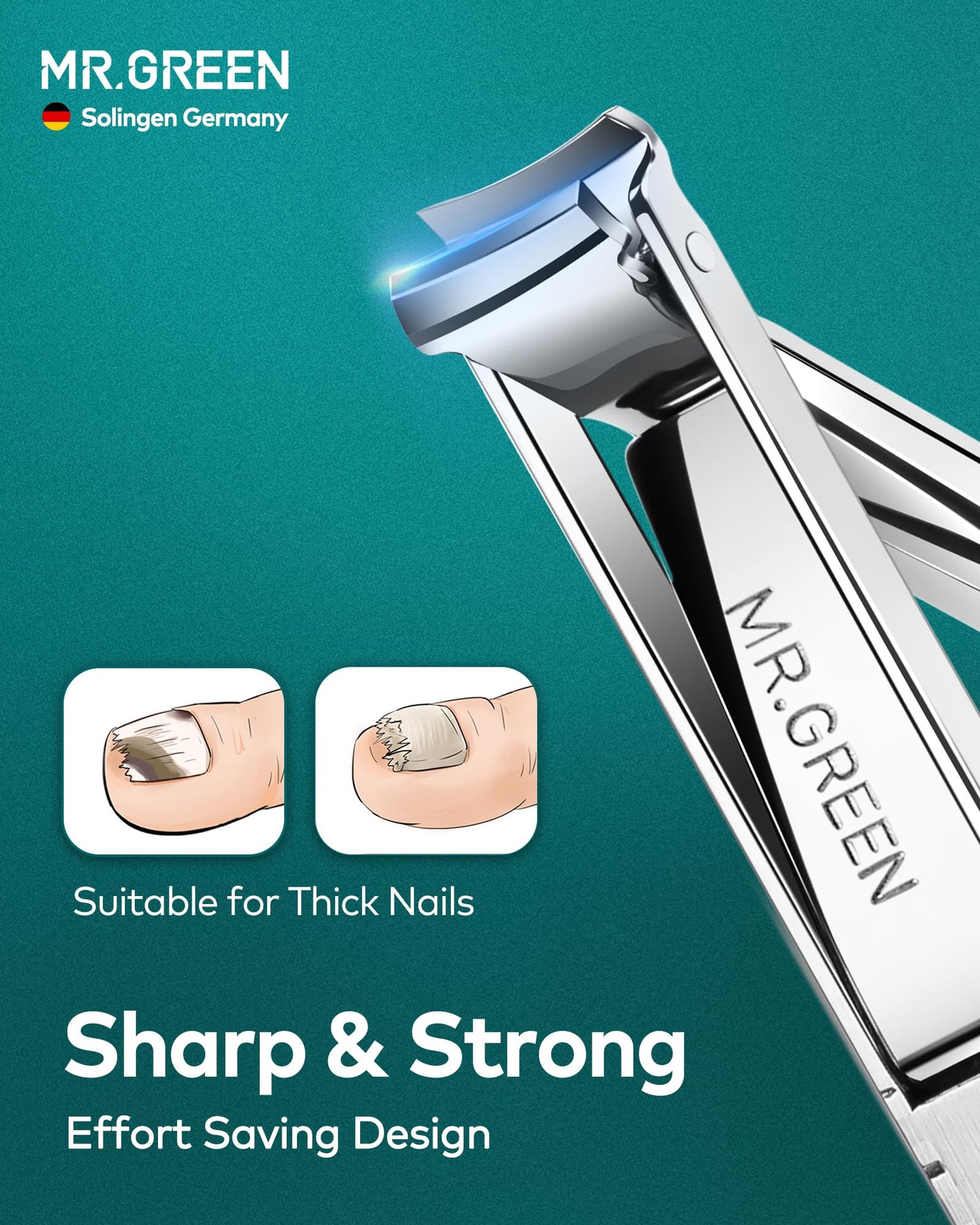 Portable Nail Clippers,Medical Grade Stainless Steel Foldable Nail Cutter with Leather Case, Ultra Slim Travel Design