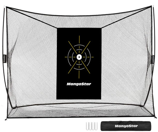 Mangostar Golf Net, 10x7ft Heavy Duty Golf Practice Net for Backyard Driving Real Golf Balls with Target Cloth and Carry Bag, Indoor Outdoor Golf Hitting Training Set Ideal Gift for Golfers