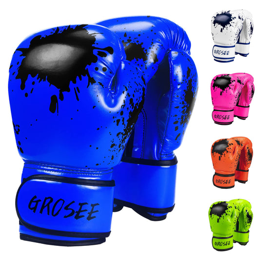 Kids Boxing Glove 6oz 8oz, Youth, Boys and Girls Training Sparring Gloves for Punching Bag, Kickboxing, Muay Thai, MMA, UFC, Gift for Age 6-15 Years (Blue, 6 oz (45-80 lbs))