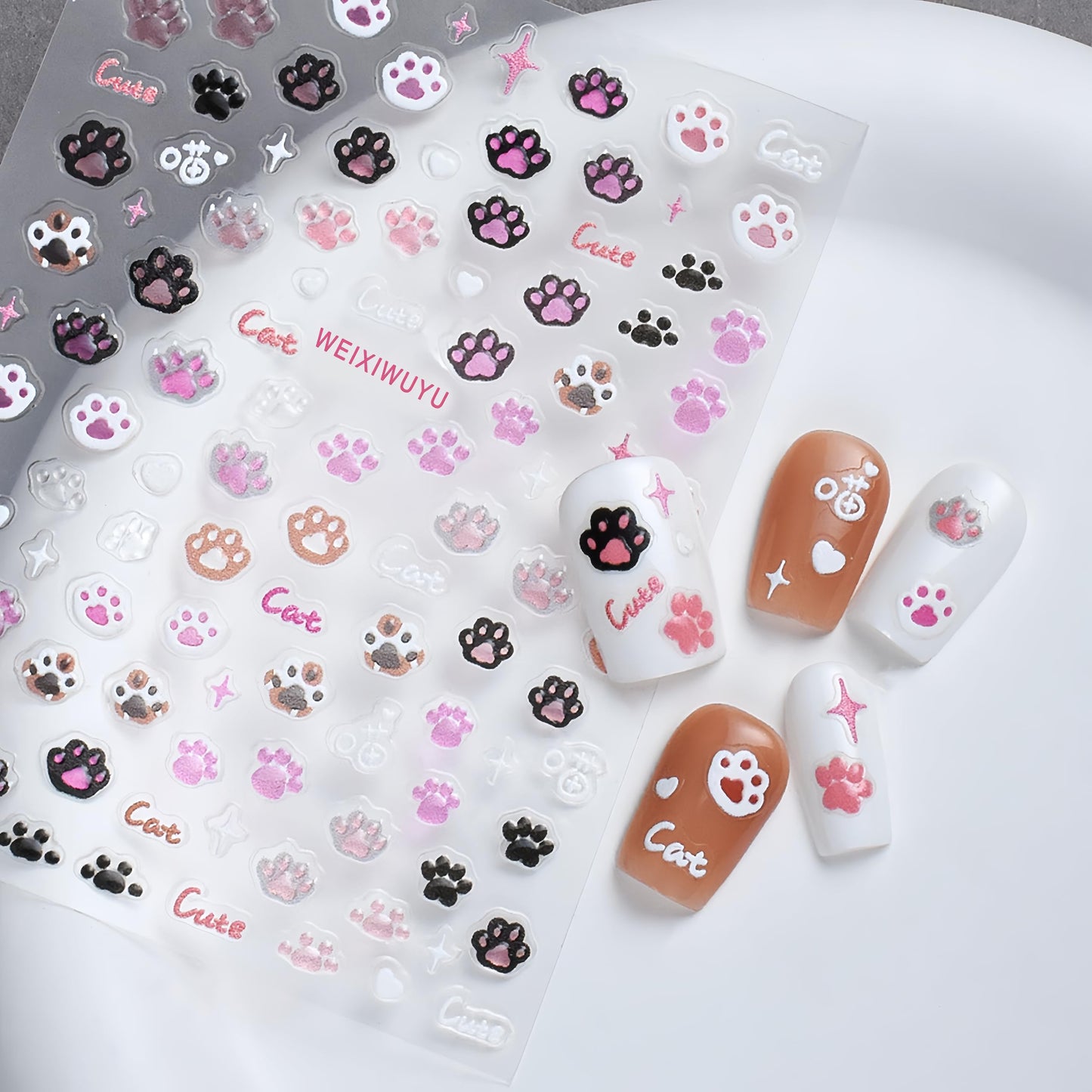 3 Sheets Cute Animal Nail Art Stickers Exquisite Cartoon Animal 5D Self- Adhesive Embossed Nail Decals Cute Puppy Cat Chick Nail Art Designs for Women and Girls Kids DIY Manicure Decorations