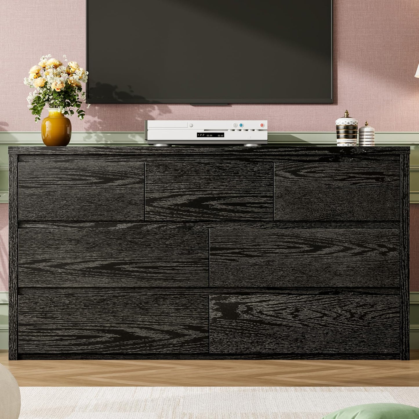 GarveeHome 7 Drawer Dresser for Bedroom, Wide Modern Chest of Drawers, Large Wood Dresser Wooden Storage Organizer for Living Room, Hallway Entryway