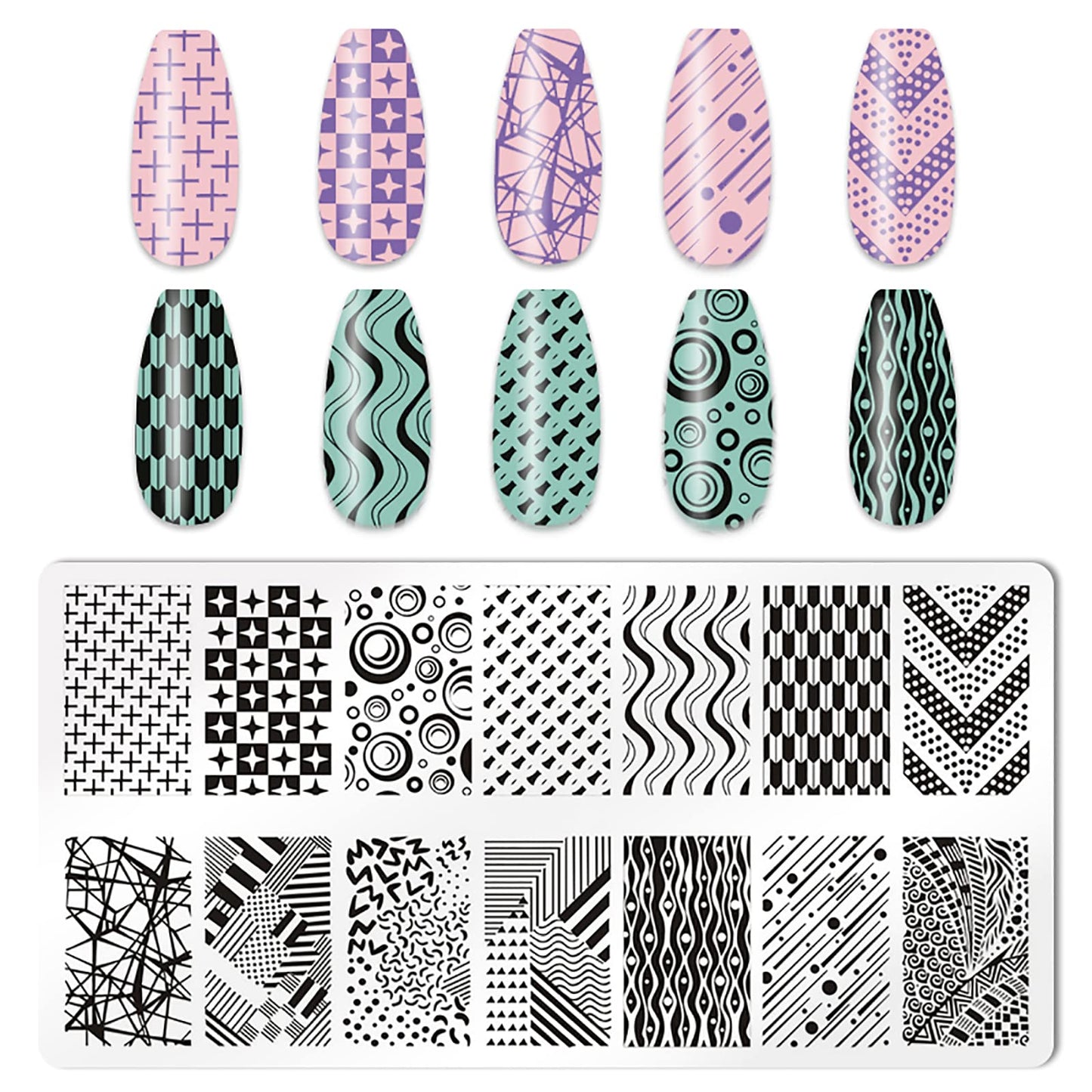 HYWWPFLAY 5Pcs Nail Stamping Plates Leopard Print Nail Stamps Nail Art Stamping Plates Nail Stencils Nail Plate Template Nail Art Stamping Kit Nails Accessories with 1 Nail Stamper, 1 Scraper