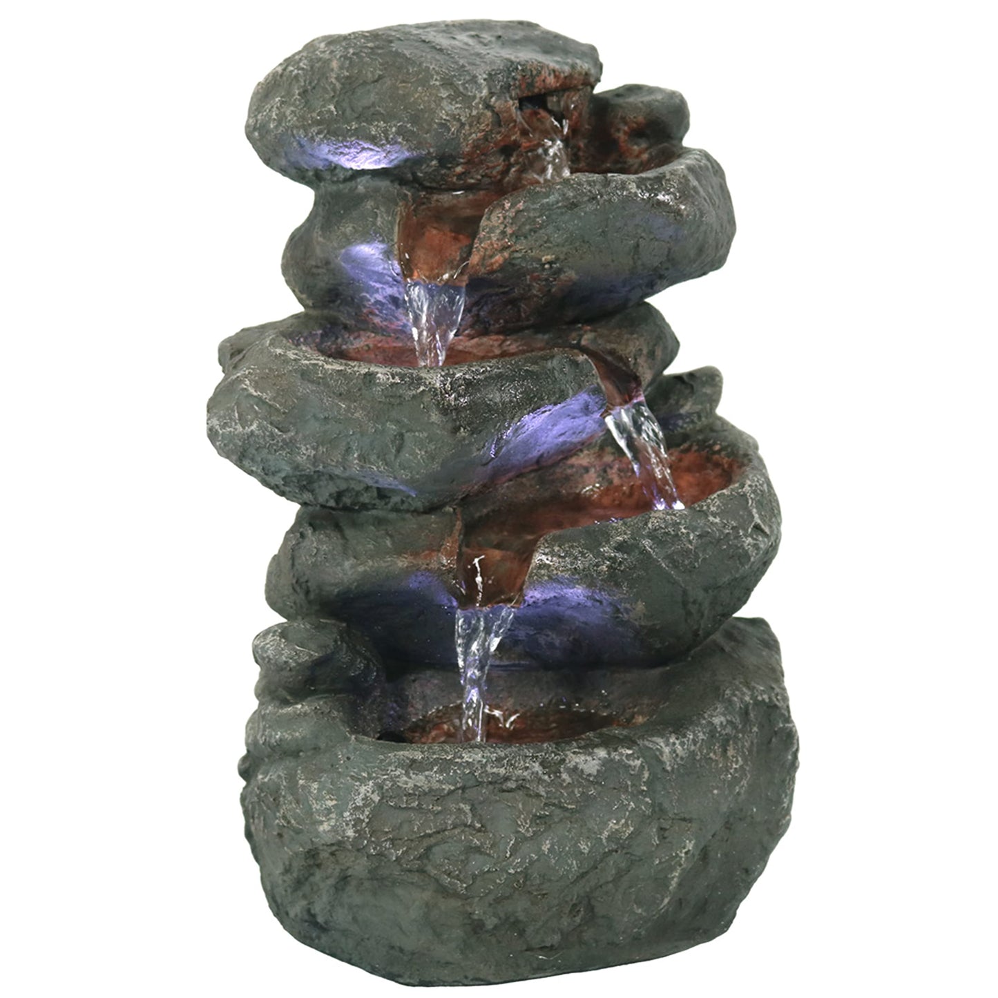 Sunnydaze Tabletop Water Fountain - Stacked Rocks 10.5 Inch Relaxing Desktop Water Fountain with LED Lights - Office, Bedroom, Living Room