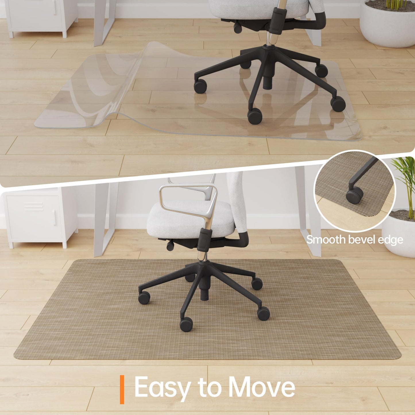 Homek Office Chair Mat for Hardwood & Tile Floor, 45"x53" Computer Chair Mat, Non-Curve Anti Slip Hard Floor Protector for Rolling Chair, PVC Mat Desk Rug for Home Office